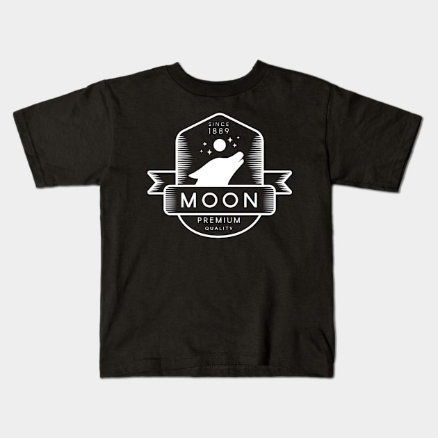 Since 1889 Moon Wolf Art Kids T-Shirt by Rizaldiuk